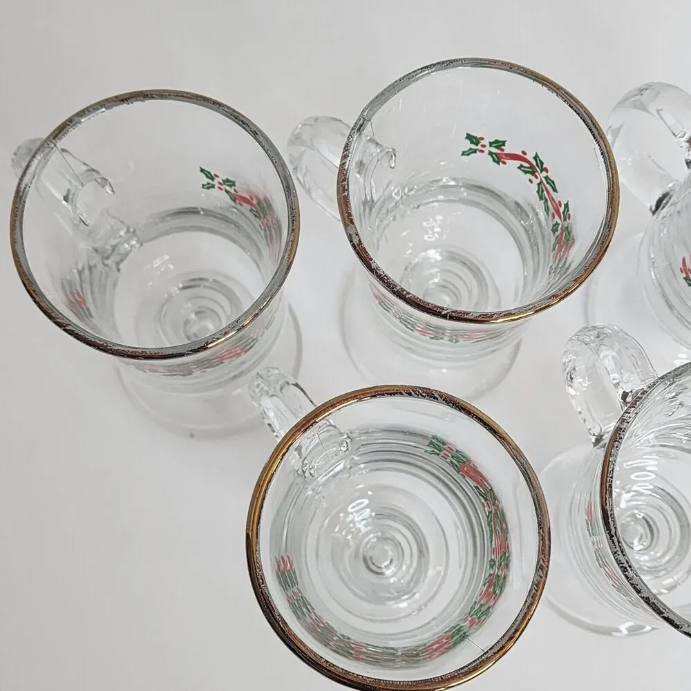 Vintage‎ Libbey Christmas Holly Berry 6